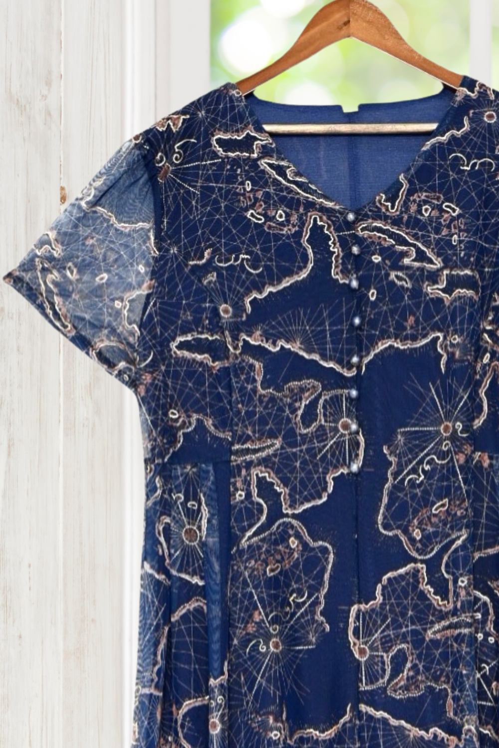 Margaret  Navy Mesh Floral Dress